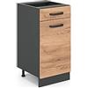 Vicco mobiletto base per cucina R-line, Quercia dorata/Antracite, 40 cm senza piano di lavoro