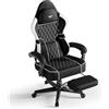 Huracan Sedia da Gaming per PC, Poltrona da gaming massaggiante, sedia da ufficio per computer con schienale regolabile, capacità di carico di 150kg, sedie gamer in pelle PVC, Bianco-nero