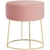 COSTWAY Pouf Rotondo Poggiapiedi 41cm, Sgabello Moderno da Trucco con Base in Metallo, Sedile Imbottito Spesso e Piedini Antiscivolo per Toeletta, Comodino e Divano (Rosa)
