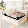 Trdlpyn Divano Letto Imbottito 140x200 con Luce LED e Porta di ricarica USB, Letto Matrimoniale con Contenitore Idraulico, con Struttura del letto con Rete a doghe, Schienale e Testiera, Tessuto in Velluto