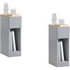 SoBuy Set 2 Comodini stretti con cassetto e ripiano 20x35x60 cm