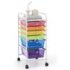 KOMFOTTEU Carrello a rotelle con 6 cassetti, impilabile, carrello con telaio in metallo, carrello multiuso per bagno, cucina, soggiorno