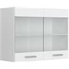 Vicco Mobile da cucina in vetro R-Line, Bianco lucido, 80 cm | 2 Ante · 1 Ripiano · Profondità - 31 cm · ✓ Liberamente combinabile · ✓ Tutto in vista