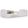 KOBI Letto Montessori LEO 140x70 con materasso: un letto per bambini moderno, sicuro e molto comodo, struttura robusta, elegante stile scandinavo, finitura bianca di alta qualità di prima classe