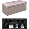 IlGruppone Pouf Contenitore Cassapanca Con Scarpiera Interna Salvaspazio Portaoggetti Porta Scarpe Panca Sgabello A Pie Di Letto Rettangolare Poggiapiedi Panchina - Caffelatte2 - Rettangolare