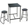 MA MAISON Set Tavolo Alto con 2 Sgabelli - Quadrato, in Legno, Struttura in metallo, Stile Moderno, Industriale, per Bar, Casa - Tavolo 60 x 60 x 100h cm (Nero)