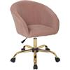 Decor Space Sedia da ufficio in velluto con ruote Parigi per scrivania elegante e moderna (Rosa, Gold)