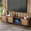 OLIVIBED Mobile TV con LED, low-board soggiorno con 3 ante, mobile TV fino a 85 pollici, mobile TV per soggiorno, camera da letto, 200 x 35 x 53 cm, marrone noce e nero