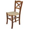 t m c s Tommychairs - Sedia modello Cross per cucina bar e sala da pranzo, robusta struttura in legno di faggio color noce chiaro e seduta rivestita in tessuto colore canapa