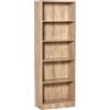 HOMCOM Libreria, scaffale a 5 ripiani con ripiani regolabili, mobile contenitore per soggiorno, ufficio, camera da letto, 63 x 29,2 x 176 cm, legno naturale