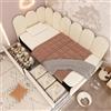 Wyibwy Divano letto 90x190cm con rete a doghe, letto per bambini e adulti, letto singolo contenitore con 2 cassetti, chaise longue in velluto, Beige (senza materasso)