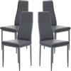 buybyroom Sedie da Cucina, Set Sedie Sala da Pranzo 4, Sedie Soggiorno Imbottite Sala da Pranzo Moderne, Schienale Alto, Gambe in Metallo, Per Arredo Cucina, Ristorante e Ufficio, Grigio