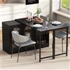Witimisy Tavolo da bar girevole a 360° con piastra allungabile, moderno tavolo da bar con spazio e porta in vetro, credenza per cucina e soggiorno, 121,5 x 40 x 76,7 cm (nero)