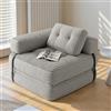 Xbro Divano Letto Pieghevole Singolo Compatto in Velluto a Coste con Poggiatesta a L, Poltrona Letto Salvaspazio per Soggiorno Ufficio Ospiti, 85x85-170x85 cm, Grigio Chiaro