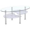 HOOZ Tavolino in vetro con vetro di sicurezza da 8 mm e sfaccettato, perfetto come tavolino da salotto, tavolo da soggiorno (98 x 55 x 42 cm) (vetro trasparente con ripiano in marmo bianco)
