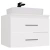 CDF Mobile Bagno Sospeso Sottolavabo con Lavabo da Appoggio - Armadietto Pensile con 2 Cassetti per Cosmetici, Accessori e Asciugamani - Fronti Lisci con Maniglie - Design Moderno Bianco 60 cm