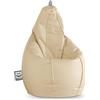 Happers Pouf Poltrona a Sacco Similpelle per uso Interno Ecru XXL
