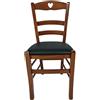 Sedam Srl Sedia Cuore, in Legno Massello, Vari Colori e Sedute disponibili, Alta Qualità, ORDINE MINIMO 2 PEZZI (Noce Chiaro, Imbottita Nera)