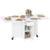 Hzuaneri Tavolo da Pranzo Pieghevole, Tavolo Pieghevole Salvaspazio, Piano Ribaltabile con Ruote, Soluzione Salvaspazio per Cucine e Soggiorni, 140 x 75 x 75 cm, Bianco KT14003W