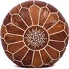 Moroccan Leather Pouf - Pouf in pelle marrone scuro fatto a mano - poggiapiedi ottomano Hassock - 100% vera pelle di capra naturale - non imbottito