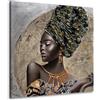 ARTEDinoi Quadro Stampa su Tela Donna Africana Canvas Moderno Dimensione 40x40x2cm