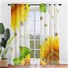 Surwin Stampa Girasole Tende per Interni, Tende a Vetro con Occhielli, 2 Pezzi Tende Camera da Letto, Tende Voile Semi Trasparenti, per Camera da Letto, Cucina, Soggiorno (107x213cm,Girasole 7)