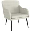 vidaXL Poltrona Crema 63x76x80 cm Velluto, poltrona relax, poltrona per camera da letto, arredamento camera da letto, poltrona da soggiorno, sofà