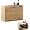 Planetmöbel scarpiera salvaspazio con 1 ante, scarpiera armadio con 2 ripiani, porta scarpe per ingresso, corridoio, guardaroba 60 x 23 x 42,5 cm, rovere dorato