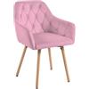 Tata Home Poltrona Sedia da Salotto in Velluto Poltroncina da Camera Imbottita Relax con Gambe in Legno e Braccioli Alti Colore Rosa Mod. Velvet Sponge