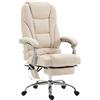 CLP Sedia Ufficio Massaggiante Pacific In Stoffa I Poltrona Relax Con Poggiapiedi I Sedia Studio Ergonomica Regolabile, Colore:crema