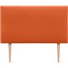 DHOME Testiera in ecopelle o tessuto Aqualine liscio, lussuosa (90 x 105 cm con gambe, letto 70/80/90 cm), Ecopelle Arancione