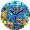 LDIYEU Pesci di Mare Blu Colorati Orologio da Parete Silenzioso Decorazione Non Ticchettio Legna Orologio per Ragazzi Ragazze Capretto Cucina Camera da Letto Home Office Scuola Decor