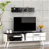 HOMIDEA NORA Mobile TV - Credenza TV - Set Soggiorno Moderno - Parete Attrezzata con mensola da muro (Bianco/Marmo Nero)