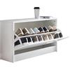 WOHNLING Zoey con Seduta Scarpa Bianca Scarpetta Legno 80 x 47 x 24 cm | Disimpegno Bank Piccolo Chiuso | Panca corridoio Stretto con Spazio di archiviazione