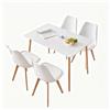 GrandCA HOME Tavolo da pranzo e 4 sedie Set da pranzo moderno, tavolo rettangolare e sedie da cucina, Bianco