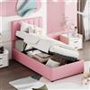 Moimhear Letto singolo imbottito 90 x 200 cm, letto idraulico in lino, delicato sulla pelle (rosa, 90 x 200 cm)