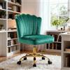 Fiximaster HomeOffice - Sedia da scrivania girevole, regolabile in altezza, in velluto, gambe dorate per studio, camera da letto, portata fino a 135 kg (grigio chiaro) (Verde)
