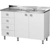 Relax e Design Mobile da Cucina con Lavello in Acciaio Inox 2 Vasche, 2 Ante e 4 Cassetti Bianchi Effetto Legno, Gocciolatoio, 120x50x88 cm (VASCHE A DESTRA)
