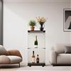 FOERPL Vetrine in vetro, Vetrinetta espositiva a 2 strati, 40 x 36 x 86cm Armadio Vetro con LED e Serratura per collezione,statuette,Vino - Vetrine in vetro Moderna per soggiorno