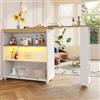 Huayz Tavolo da Bar Moderno e Mobile Con Spazio di Archiviazione, Telescopico Con LED, Bistrot da Cucina, Grande Capacità, 138-204 x 39 x 105 cm