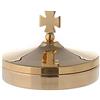 Holyart Teche Eucaristiche: Scatola Porta ostie diam 8 cm in Ottone Dorato Lucido 24K