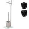 smartpeas Set Wc Piantana Con Portarotolo - Bianco - Porta Scopino In Acciaio Inossidabile - Base In Vetro -Dim.: 32X20X70Cm- Installazione Facile -Plus: 1+2 Testate Di Spazzole Di Ricambio!… B07Zmhlhmm