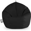 Happers Pouf Bambini Poltrona Morbida a Sacco per Sedersi con Imbottitura Puff per Gioco Relax Lettura Puffo Interno Ecopelle Quotidiano di lunga Durata Nero