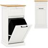 KOMFOTTEU Armadietto da cucina con porta estraibile, credenza con supporto per bidoni della spazzatura 40 l, armadietto multiuso in legno con 2 cassetti, cucina comò con tagliere (porta singola)