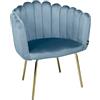 SAMIRA Poltrona conchiglia in velluto poltroncina vintage mod. Perla (1, Carta da zucchero)
