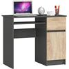 3E 3xE living.com Scrivania Sinistra Antracite/Quercia Sonoma con Armadietto Bloccabile e Cassetto, Lato Sinistro, Dimensioni: H 77 cm, L 90 cm, P 50 cm, Con Conservazione, Per Bambini