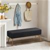 Ckaff Panca Fondo Letto, Panca Imbottita da Ingresso 113.5x36.5x43cm, Sgabello per Scarpe in Velluto Poggiapiedi Cassapanca con Gambe in Metallo per Camera da Letto Ingresso Corridoio Soggiorno, Nero