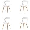 HJhomeheart Sedia da Pranzo Moderna, Set di 4 Sedie, Sedia da Cucina con Gambe in Metallo, Sedia da Ufficio in Stile Scandinavo, Design con Schienale Vuoto (Bianco + Colore Primario)