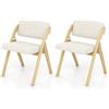 HOMASIS Set di 2 Sedie Pieghevoli da Sala da Pranzo, Poltrona da Salotto con Seduta e Schienale Imbottiti, Sedia da Cucina con Gambe in Legno Massello per Ufficio, 56 x 53 x 76 cm (Naturale)