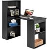 LIFEZEAL Scrivania con Libreria, Scrivania Porta Computer con Scaffale, 120x51,5 cm, Ampio Piano, in Legno, Postazione di Lavoro, con Ripiano Rimovibile, Scrittoio, Desk, Moderno, Salvaspazio, Nero